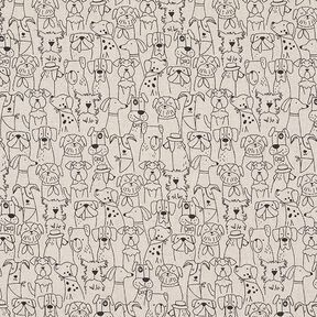 Dekorační látka Polopanama Kreslení psi – černá/přírodni,  Dekorační látka Polopanama Kreslení psi – černá/přírodni,