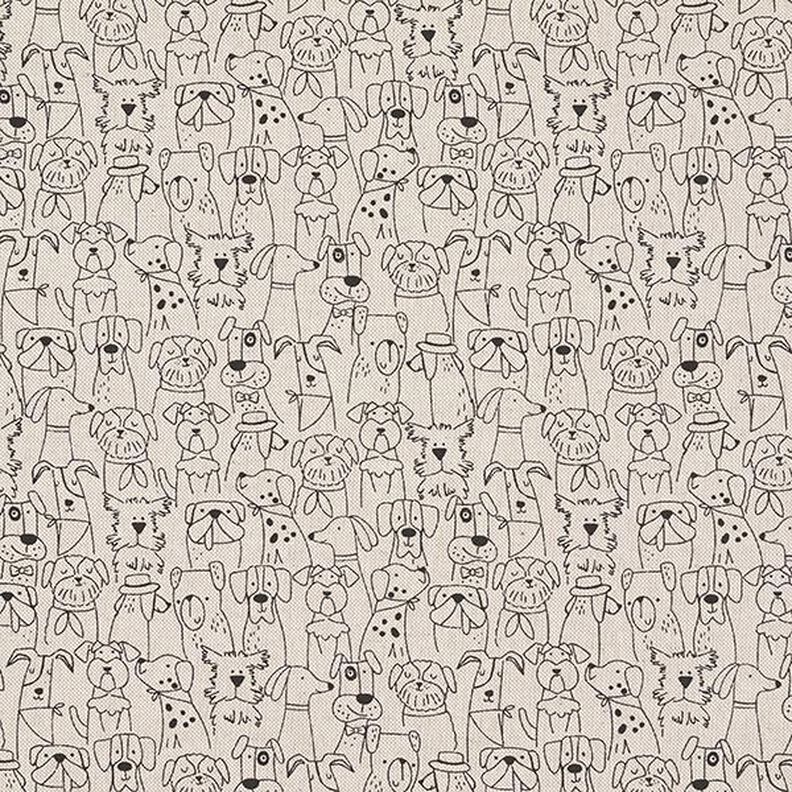 Dekorační látka Polopanama Kreslení psi – černá/přírodni,  image number 1