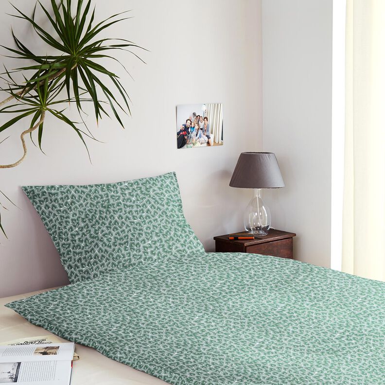 Bavlněná látka Kreton Abstraktní listy – šalvějová/slonová kost | Zbytek 90cm, image number 7