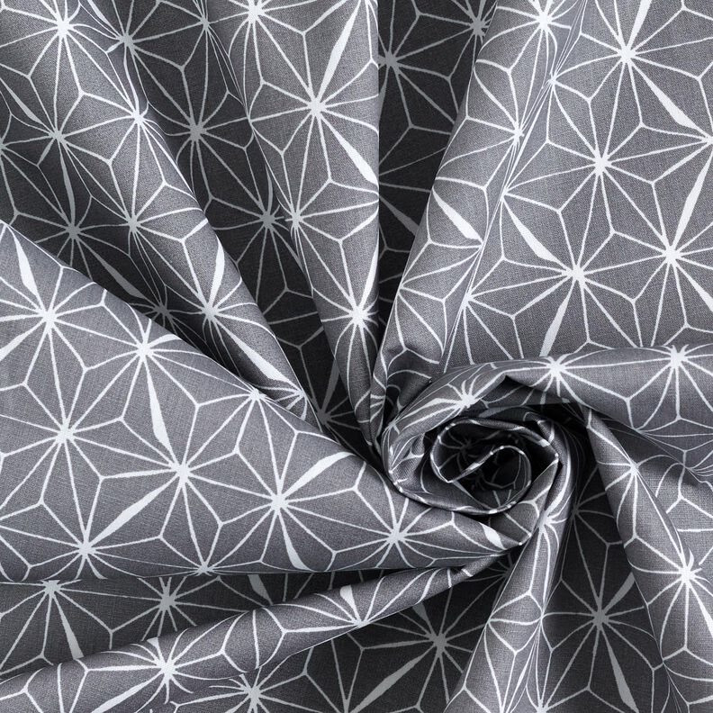Povrstvená bavlna Grafické hvězdy – šedá/bílá,  image number 4