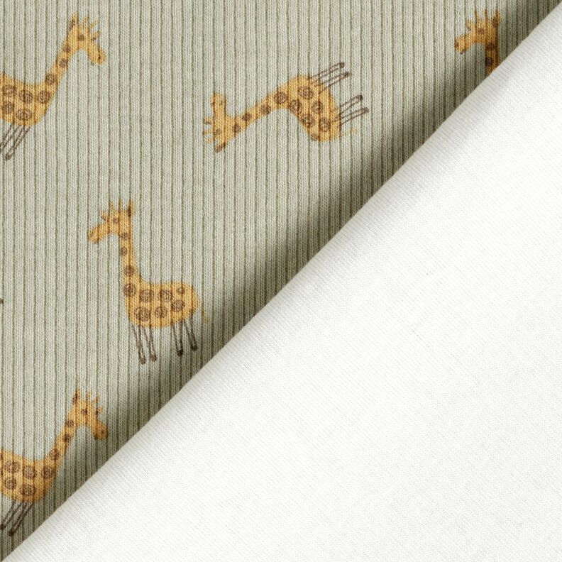 Žebrovaný žerzej Roztomilé žirafy – khaki, image number 4