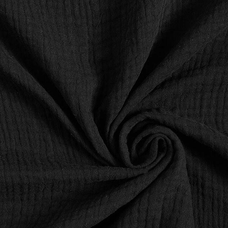 GOTS Třívrstvý bavlněný mušelín – černá,  image number 1