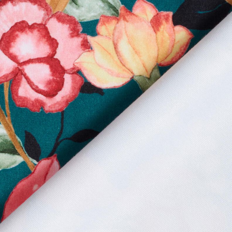 Dekorativn&iacute; samet Elegantn&iacute; květiny &ndash; petrolejov&aacute;/pink,  image number 4