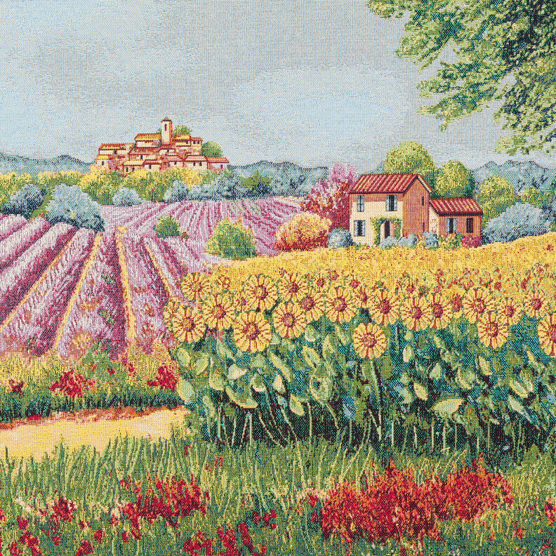 Dekorační panel Gobelín Rozkvetlá krajina – karmínově červená/světle béžová,  image number 1