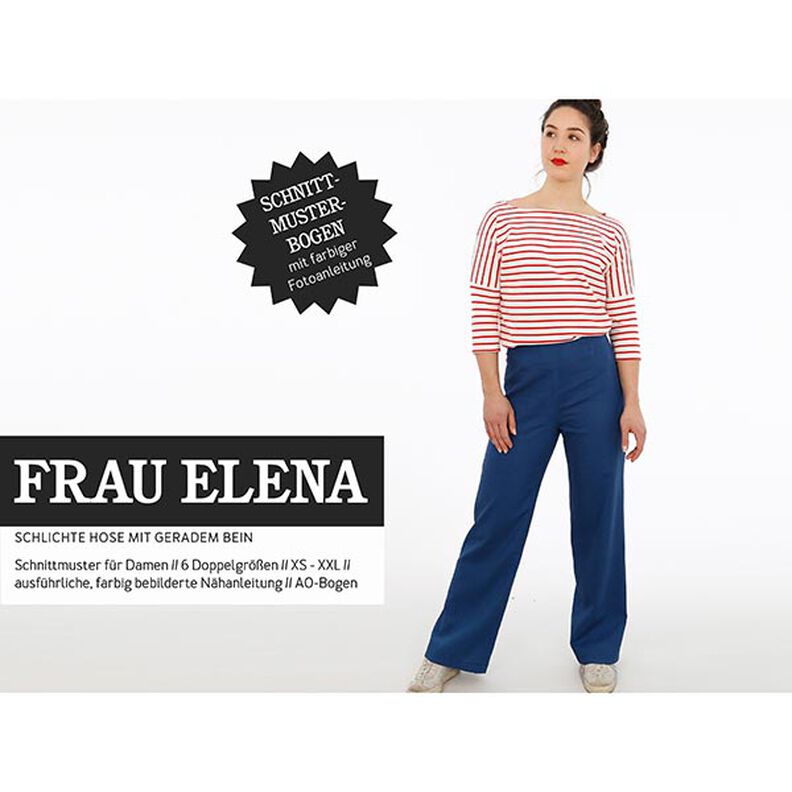 FRAU ELENA – jednoduché kalhoty s rovnými nohavicemi, Studio Schnittreif  | XS -  XXL,  image number 1