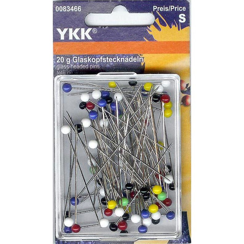 Špendlíky se skleněnou hlavičkou dlouhé [20 g] | YKK,  image number 1