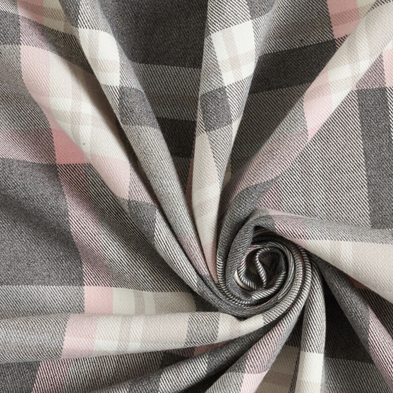 Strečová látka na kalhoty Skotská kostka – břidlicově šedá/rose,  image number 3