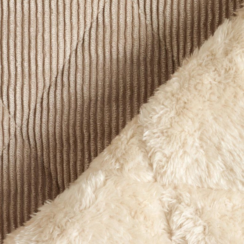 Prošívaná látka Manšestr s diamanty na kožešinovém podkladu – taupe (šedohnědá), image number 5