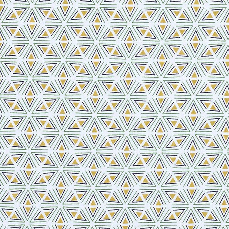 Bavlněná látka Kreton Geometrické tvary – bílá/olivová,  image number 1