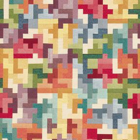Dekorační látka Gobelín Tetris – karmínově červená/zelená, 