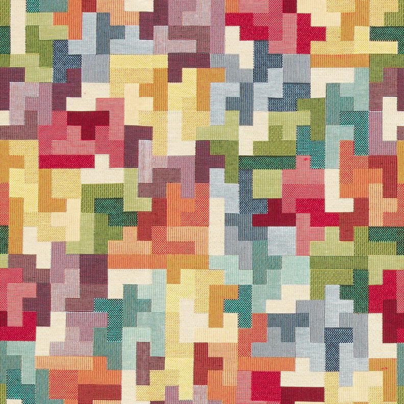 Dekorační látka Gobelín Tetris – karmínově červená/zelená, image number 1