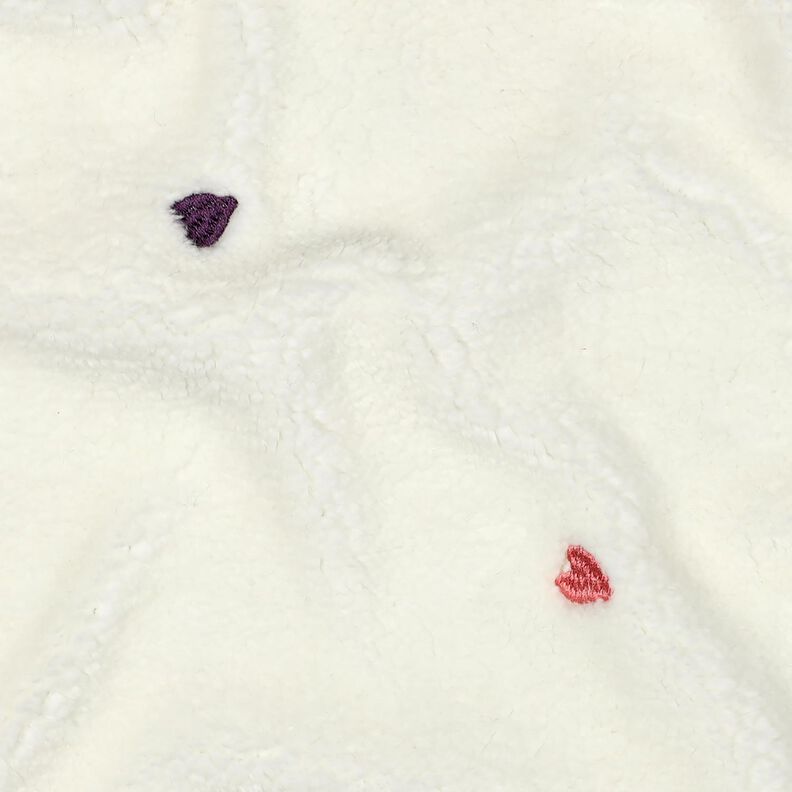 Plyš teddy Vyšívaná srdce | Poppy Fabrics – slonová kost/rose, image number 2