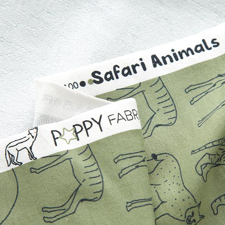 Francouzské froté letní teplákovina gezeichnete Safari-Tiere – světle khaki,  image number 3