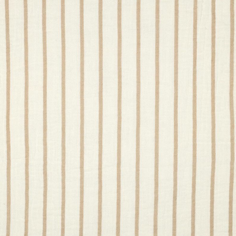 Mušelín / dvojitá mačkaná tkanina Barevné pruhy příze | Poppy Fabrics – mandlová/vlněná bílá, image number 1