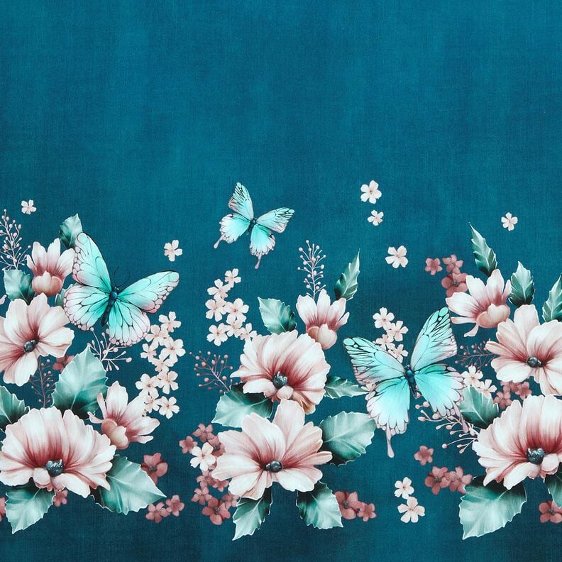 Bavlněný žerzej Motýlí louka | Glitzerpüppi  – lehký benzín/rose,  image number 1