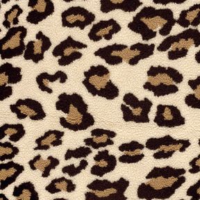Beránek sherpa teddy s leopardím potiskem – mandlová/černá, 
