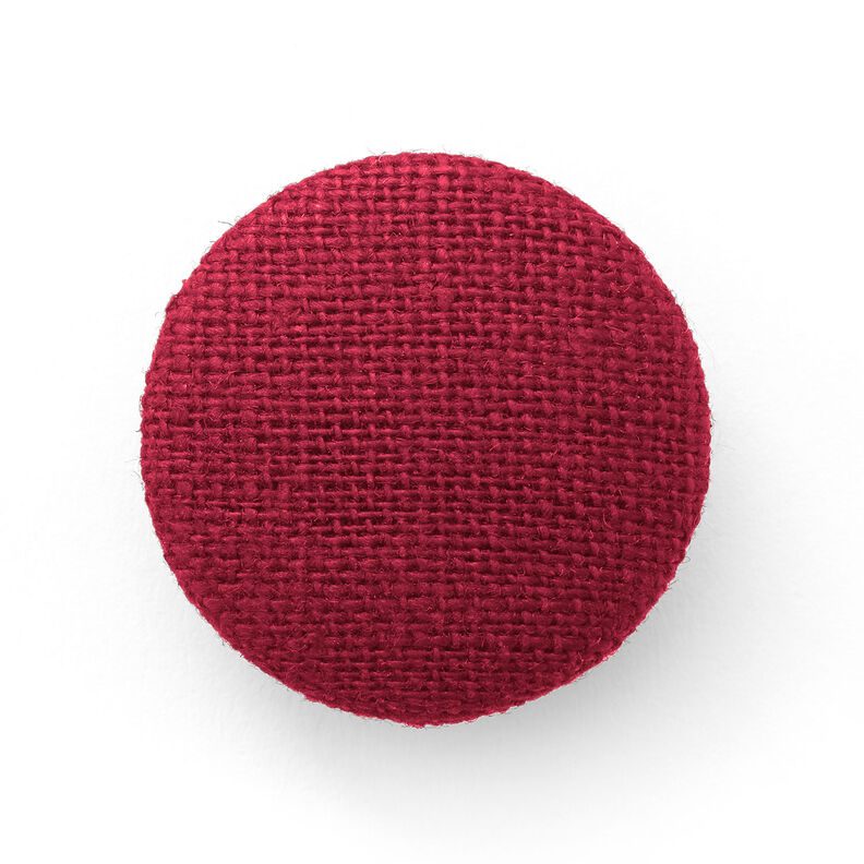 Potažený knoflík, Len Medium – bordó,  image number 1