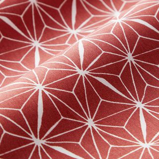 Povrstvená bavlna Grafické hvězdy – karmínově červená/bílá, 