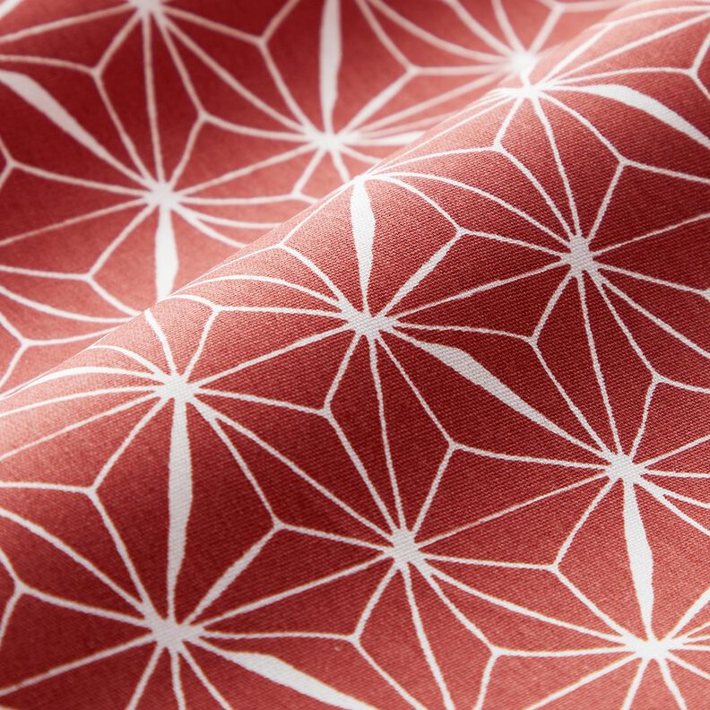 Povrstvená bavlna Grafické hvězdy – karmínově červená/bílá,  image number 3