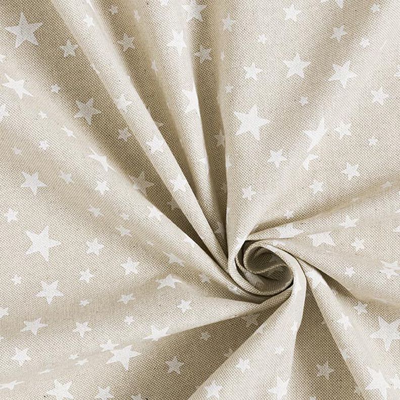 Dekorační látka Polopanama Hvězdy – přírodni/bílá,  image number 3