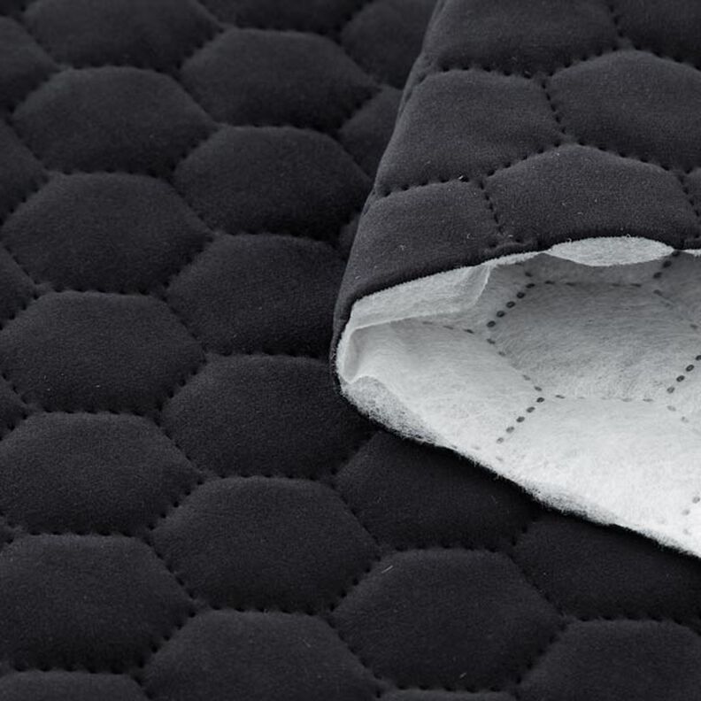 Čalounická látka prošívaný samet s plástvovým vzorem – černá,  image number 3