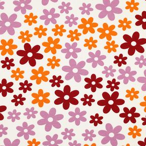 Hebká teplákovina Barevné květiny | Poppy Fabrics – vlněná bílá, 