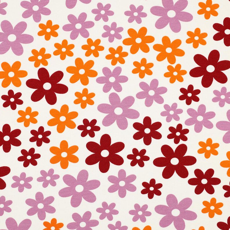 Hebká teplákovina Barevné květiny | Poppy Fabrics – vlněná bílá,  image number 1