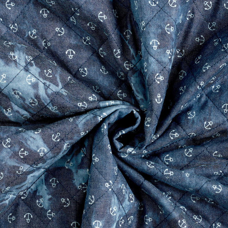 Prošívaná tkanina chambray kotva batikovaná – džínově modrá,  image number 4