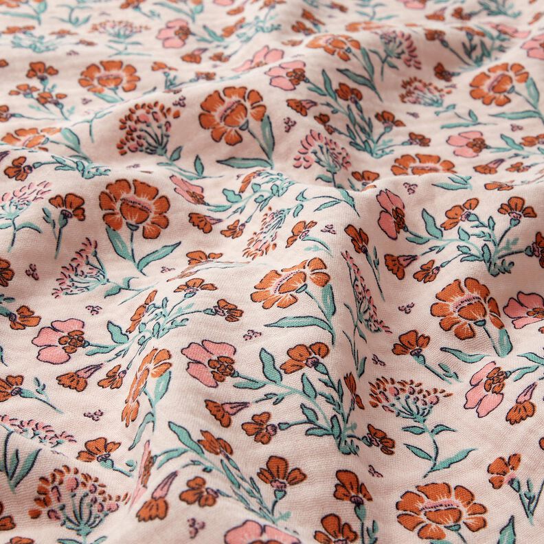 Mušelín / dvojitá mačkaná tkanina Květinová louka | Poppy Fabrics – rose,  image number 2