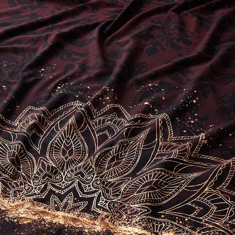 Bavlněný žerzejLátka s bordurou Mandala se zlatými skvrnami | Glitzerpüppi – černohnědá/zlatá, image number 2