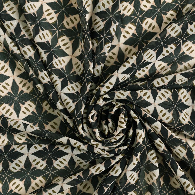 Šifon kruhy a diamanty – černá/vlněná bílá,  image number 3