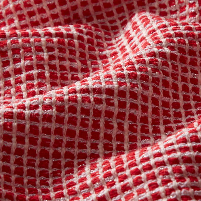 Směs bavlny struktura Bouclé – červená/bílá, image number 2