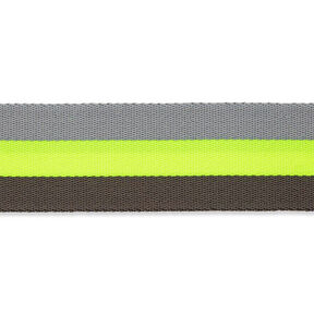 Popruh na tašku či kabelku neonový [ 40 mm ] – žlutá neonová/šedá, 