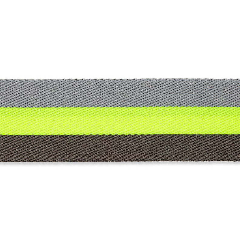 Popruh na tašku či kabelku neonový [ 40 mm ] – žlutá neonová/šedá,  image number 1