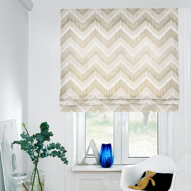 Dekorační látka Polopanama Chevron – přírodni/pískove hnědá,  image number 6