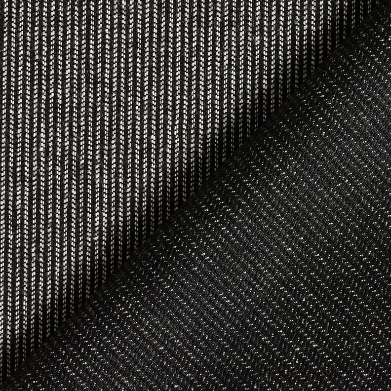 Kalhotová látka s vlněnou směsí a melanžovými pruhy – černá/bílá,  image number 3