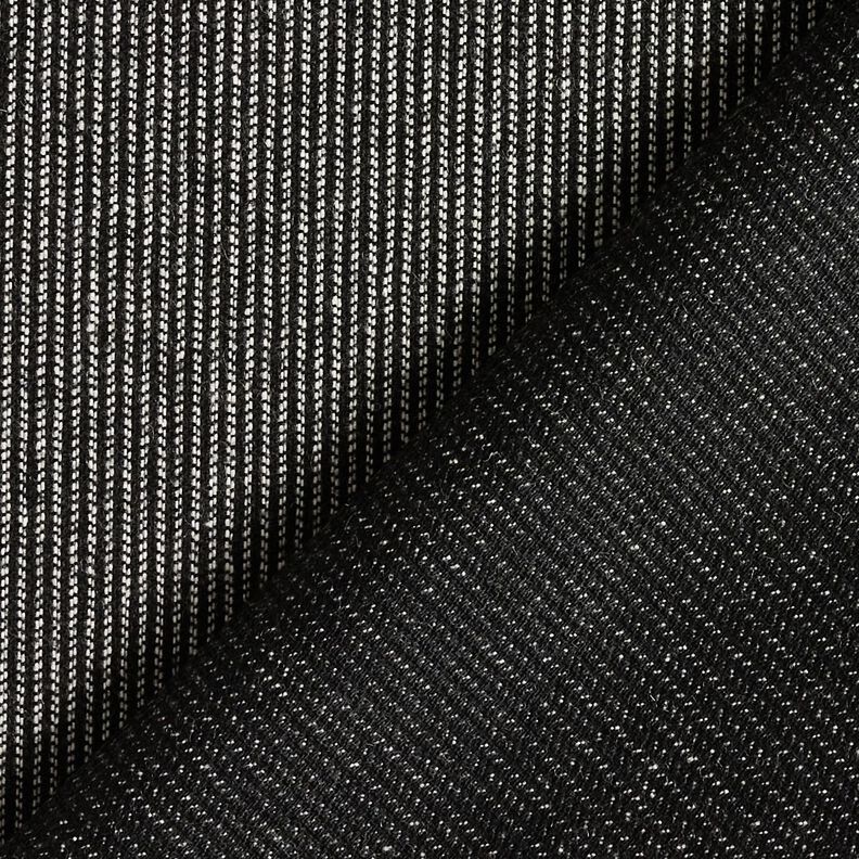 Kalhotová látka s vlněnou směsí a melanžovými pruhy – černá/bílá, image number 3