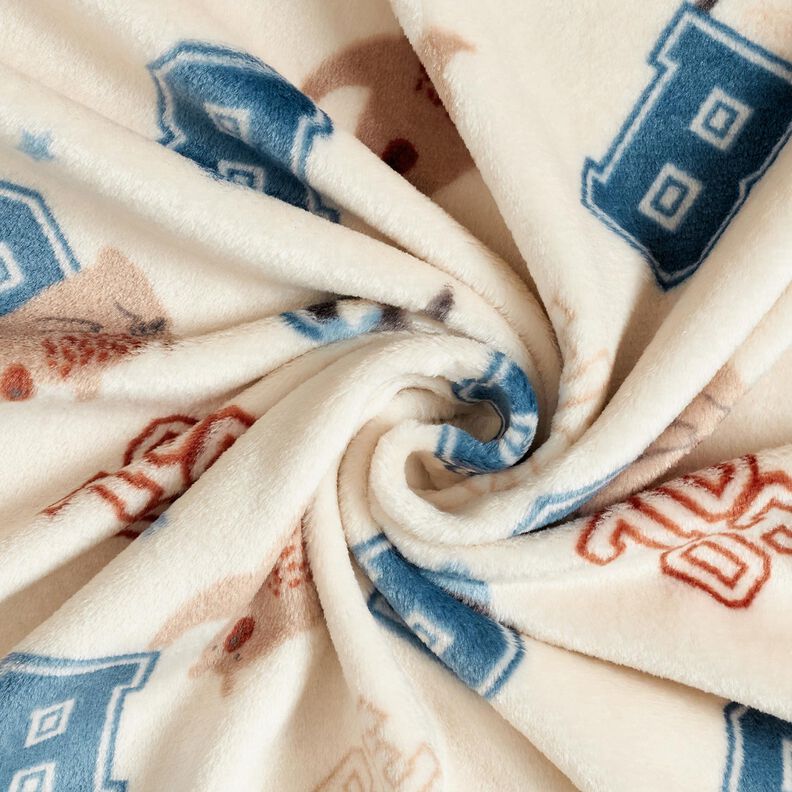 Hebký fleece Styl bundy s koláží – světle béžová/modrá,  image number 3