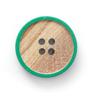 Dřevěný knoflík čtyřdírkový  – béžová/zelená, 