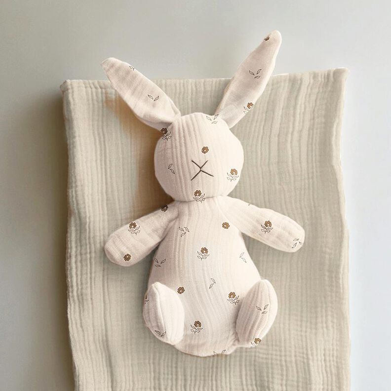 GOTS Mušelín / dvojitá mačkaná tkanina Romantické květiny  | Poppy Fabrics – světle béžová/skořicová,  image number 5
