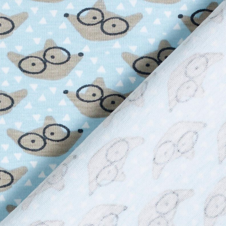 Bavlněný žerzej Liška s brýlemi – baby modra, image number 4