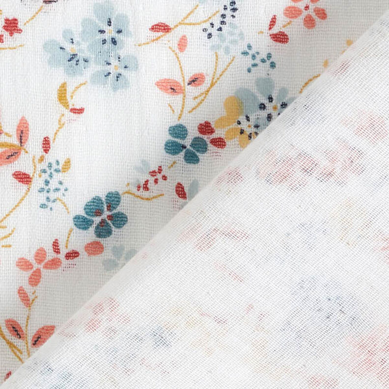 Mušelín / dvojitá mačkaná tkanina Romantické květinové úponky – bílá,  image number 4