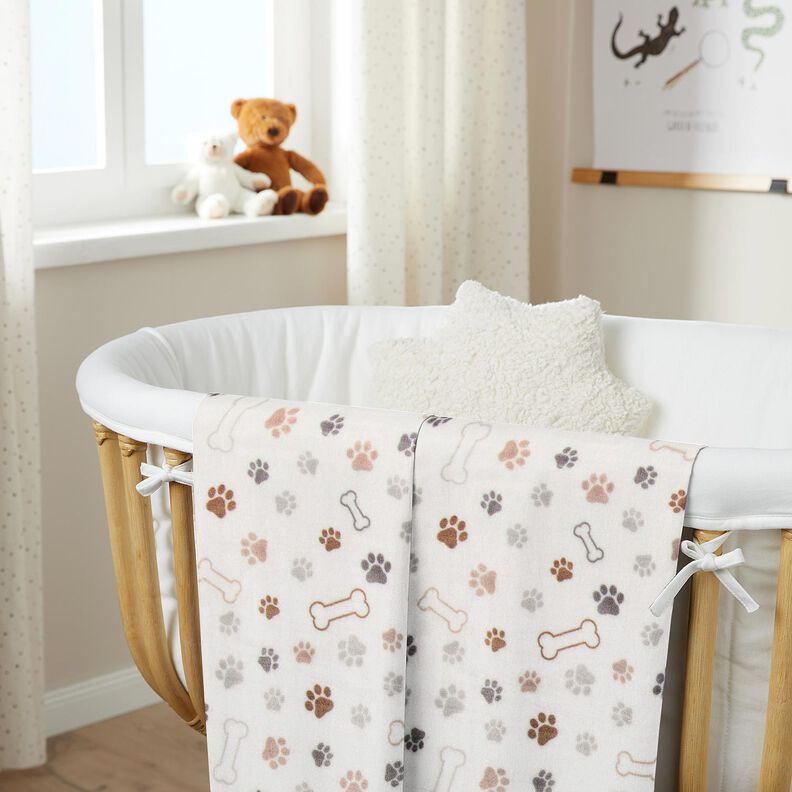 Hebký fleece Tlapky a kosti – slonová kost/tmavá taupe,  image number 6