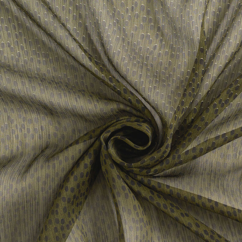 Krepový šifon velké tečky – khaki/černá,  image number 4