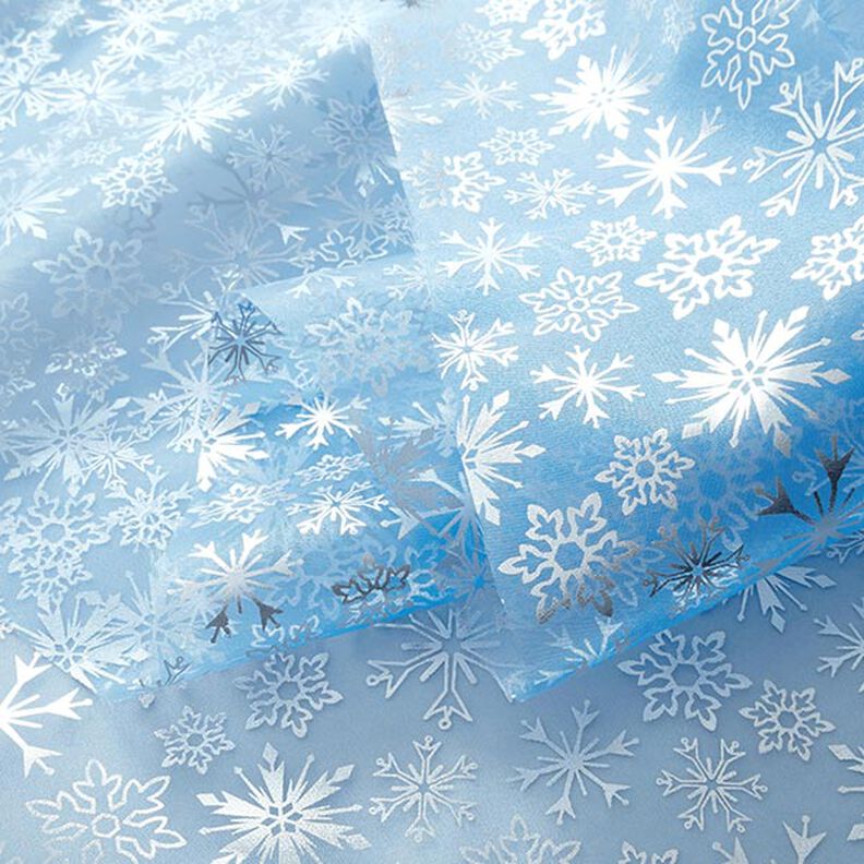 Organza Sněhové vločky – světle modra,  image number 3