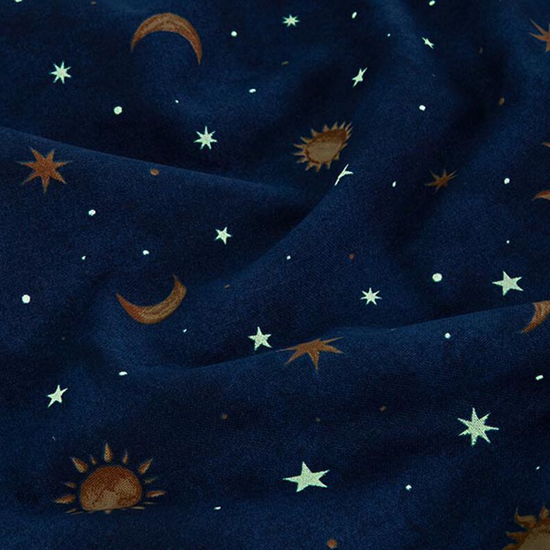 Dekorační látka Noční obloha svítící ve tmě – zlatá/namornicka modr,  image number 14