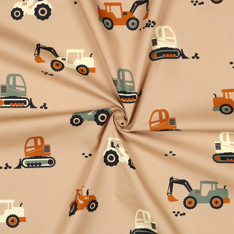 Bavlněný popelín Bagry a traktory | Poppy Fabrics – béžová, image number 3