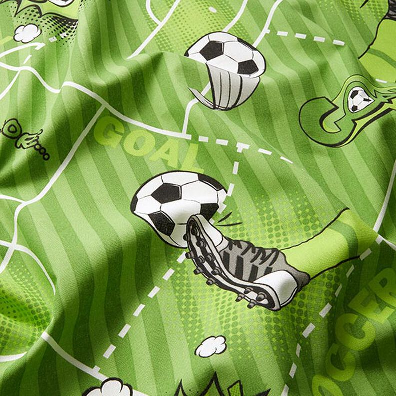 Dekorační látka Polopanama Fotbalový zápas – zelená,  image number 2