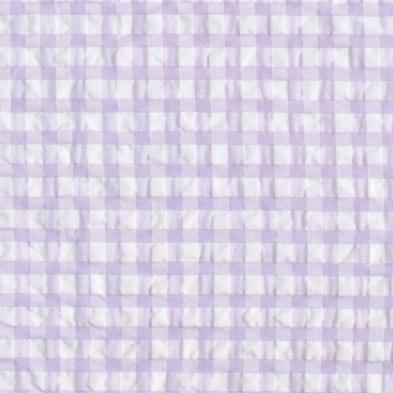 Seersucker velký kostkovaný Vichy – bílá/pastelove šeříková,  image number 1