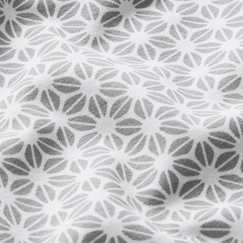 Bavlněný žerzej Abstraktní květinový vzor – vlněná bílá/šedá,  image number 2